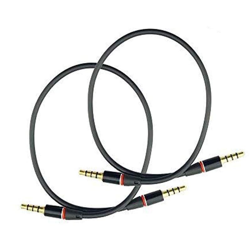 Seadream 2Pack 10 inch 4-Pole 3.5mm Male to 3.5mm Male Stereo Audio Cable Headset Extension Cable for Beats Dr. Dre Studio iPhone,M to M Audio Cable (2Pack Male to Male Black)